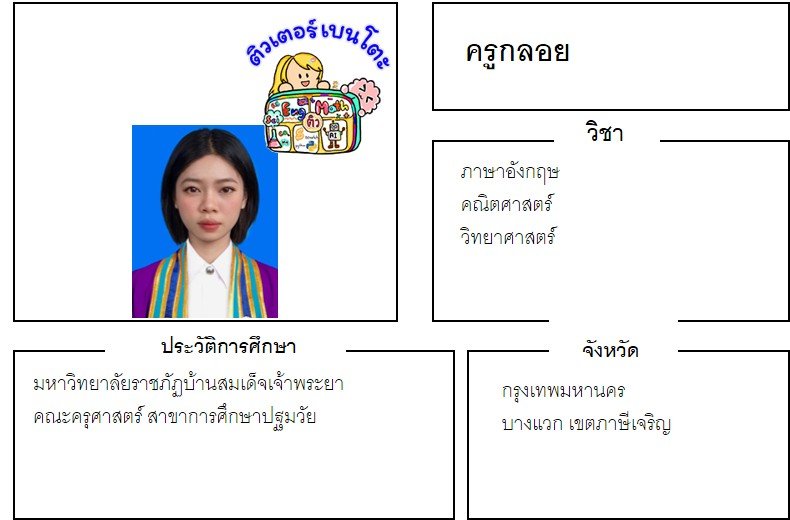 tutorbento.com กลอย สอนพิเศษภาษาอังกฤษ บางแวก ภาษีเจริญ เรียนพิเศษที่บ้าน 