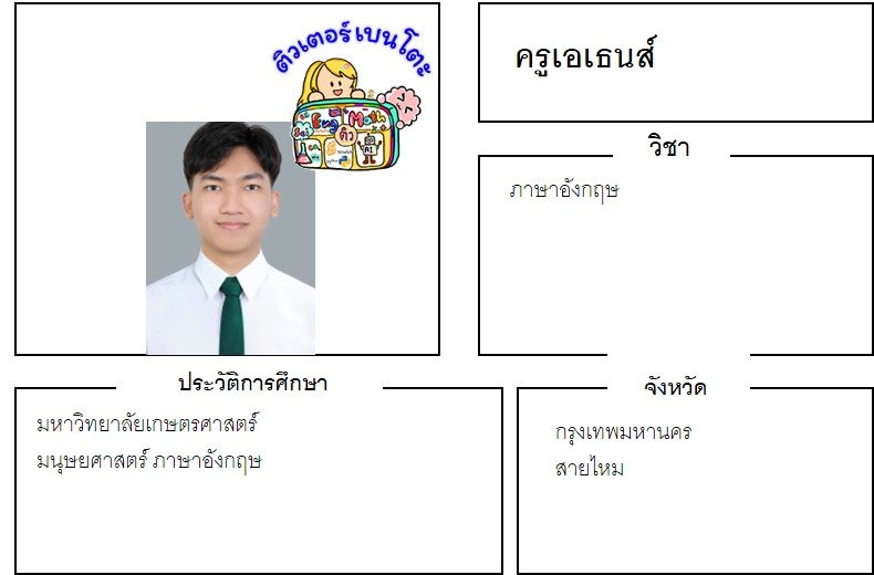 tutorbento.com เอเธนส์ สอนพิเศษภาษาอังกฤษ สายไหม สอนพิเศษที่บ้าน