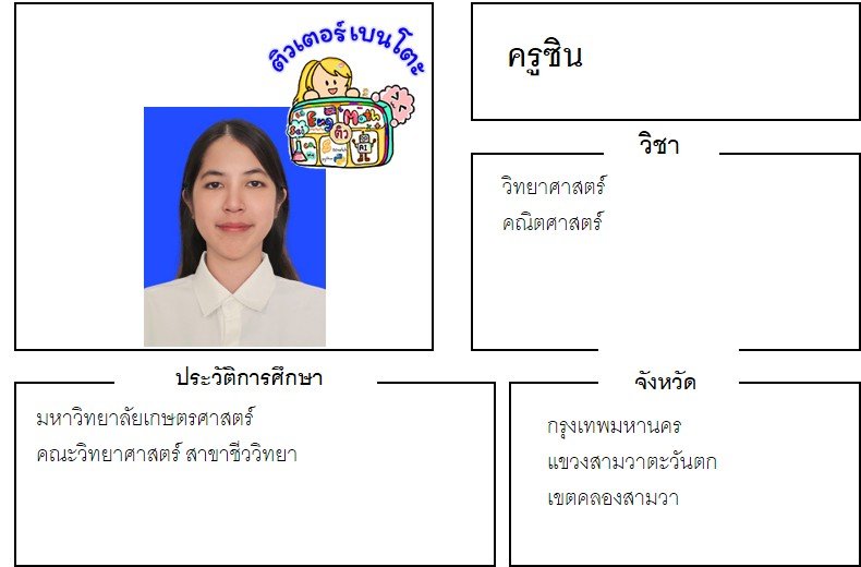 tutorbento.com ซิน สอนคณิตศาสตร์ คลองสามวา เรียนพิเศษที่บ้าน