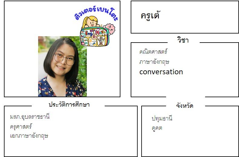 tutorbento.com เต้ สอนภาษาอังกฤษ คูคต ปทุมธานี เรียนพิเศษที่บ้าน