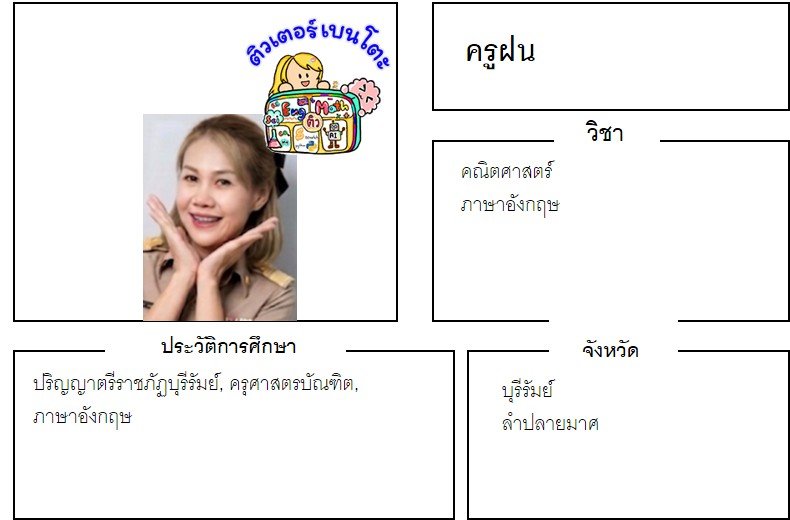 tutorbento.com ฝน สอนพิเศษคณิตศาสตร์ ลำปลายมาศ บุรีรัมย์