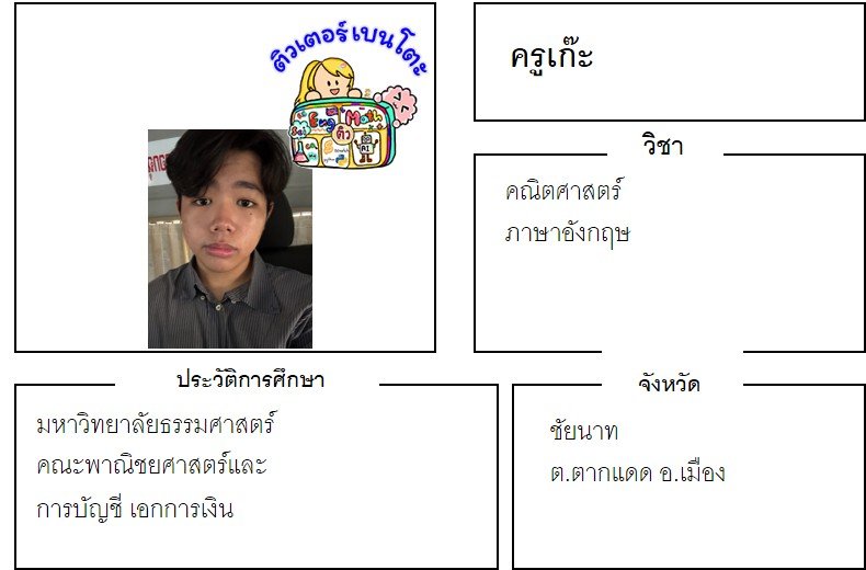 tutorbento.com เก๊ะ สอนพิเศษ คณิต อังกฤษ ชัยนาท เรียนพิเศษที่บ้าน