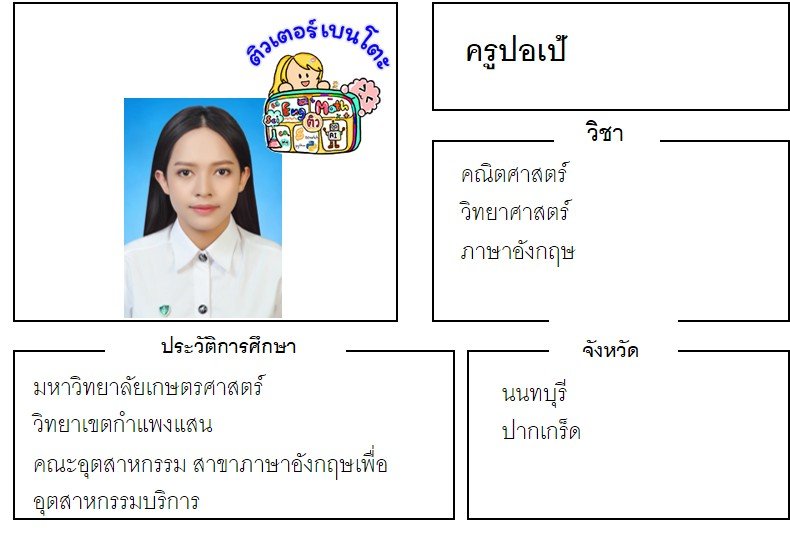 tutorbento.com ปอเป้ สอนพิเศษ คณิต วิทย์ อังกฤษ ปากเกร็ด