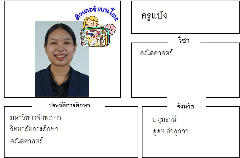 tutorbento.com แป้ง สอนพิเศษคณิตศาสตร์ คูคต ลำลูกกา ปทุมธานี
