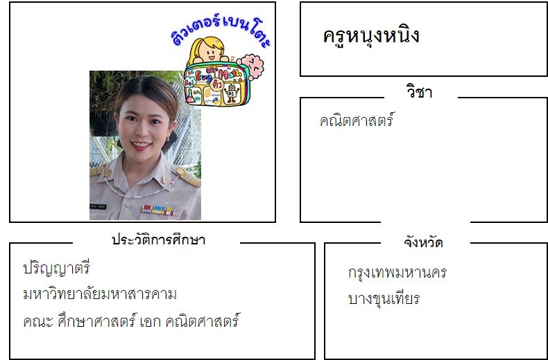 tutorbento.com หนุงหนิง สอนพิเศษ คณิตศาสตร์ บางขุนเทียน