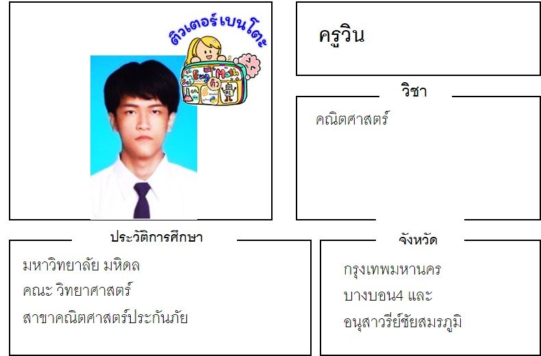 tutorbento.com วิน สอนพิเศษคณิตศาสตร์ บางบอน อนุสาวรีย์ชัย