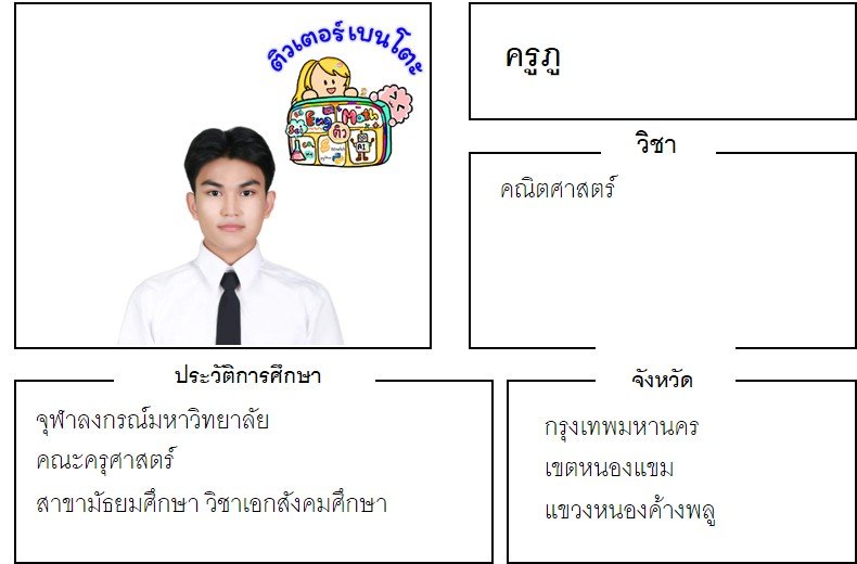 tutorbento.com ภู เรียนพิเศษคณิตศาสตร์ หนองแขม เรียนพิเศษที่บ้าน