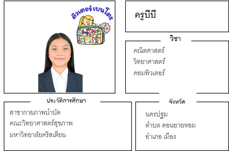 tutorbento.com บีบี สอนพิเศษ คณิต วิทย์ นครปฐม เรียนพิเศษที่บ้าน