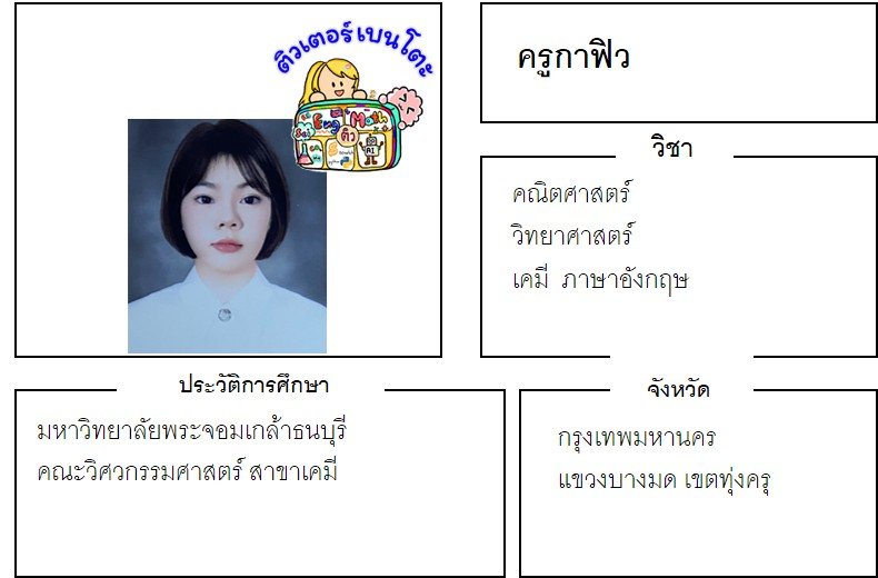 tutorbento.com กาฟิว สอนคณิต วิทย์ เคมี อังกฤษ