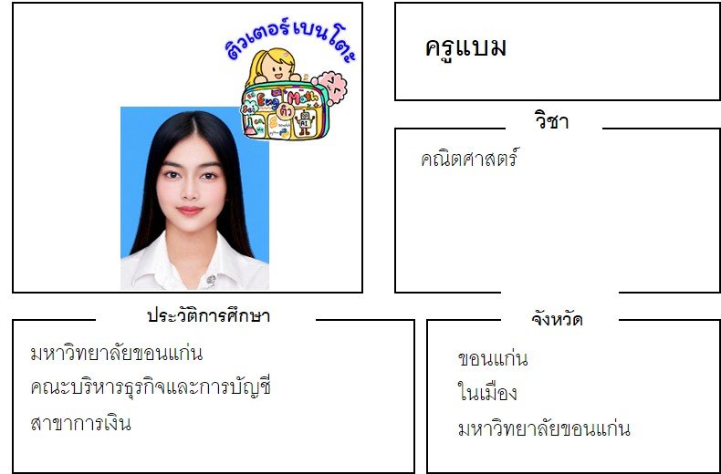 tutorbento.com แบม สอนพิเศษคณิตศาสตร์ ขอนแก่น เรียนพิเศษที่บ้าน