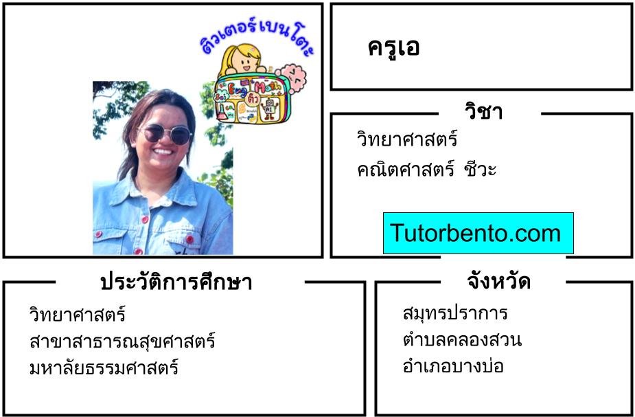 tutorbento.com เอ สอนคณิต วิทย์ เคมี ชีวะ คลองสวน บางบ่อ