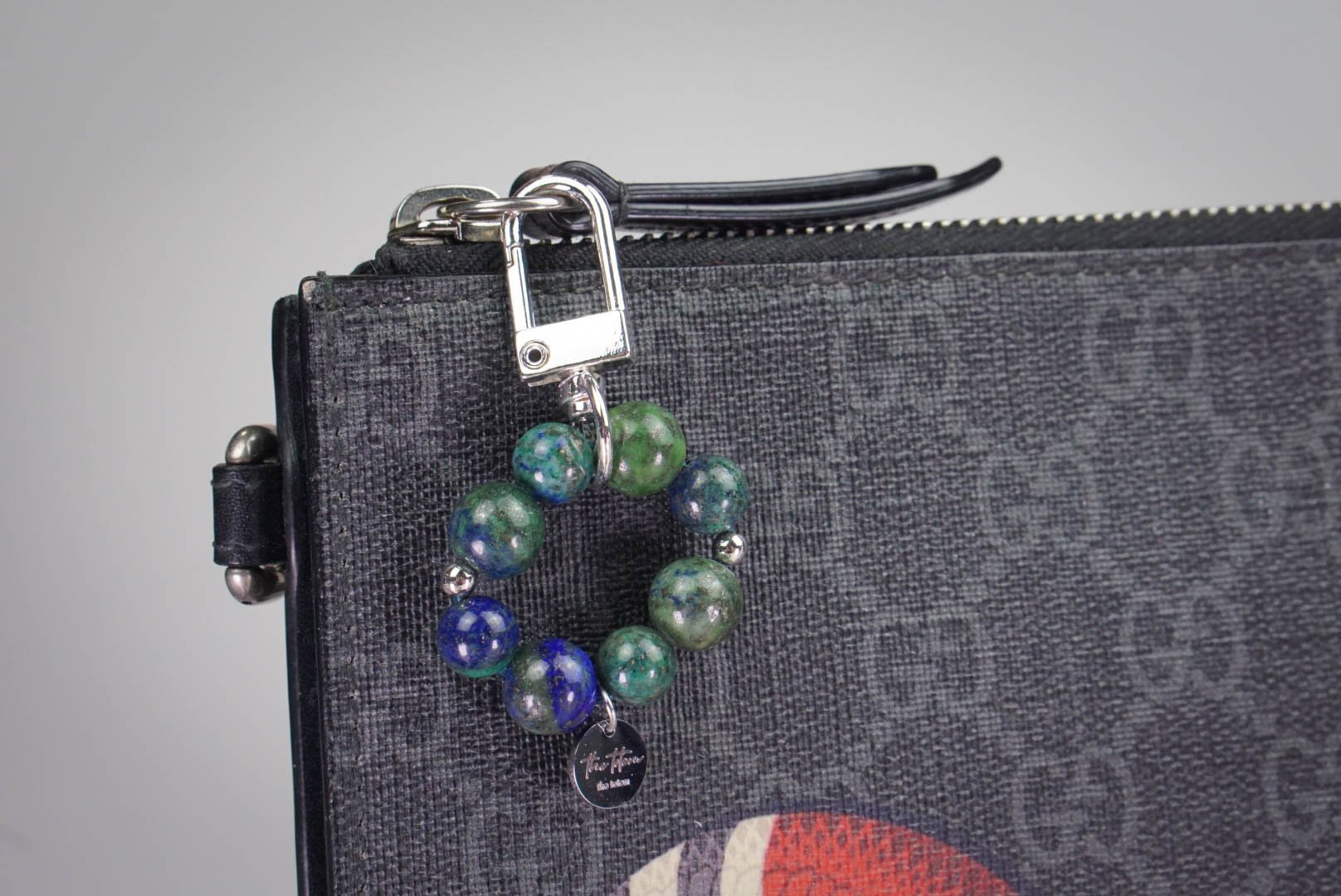 พวงกุญแจหิน Azurite Malachite Keychain