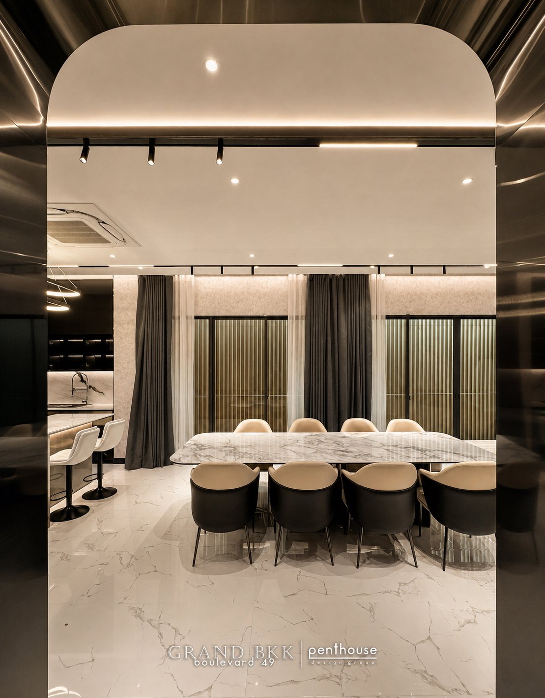Dining room at Grand Bangkok Boulevard 49, an interior design and construction project