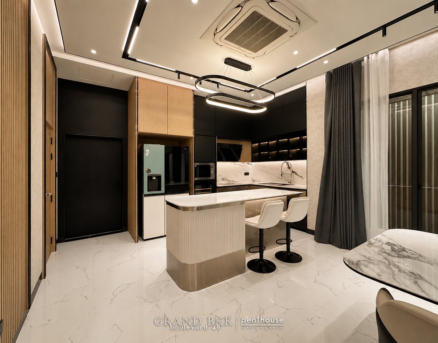 Pantry in Grand Bangkok Boulevard 49 illustrating materials, hardware and services coordination