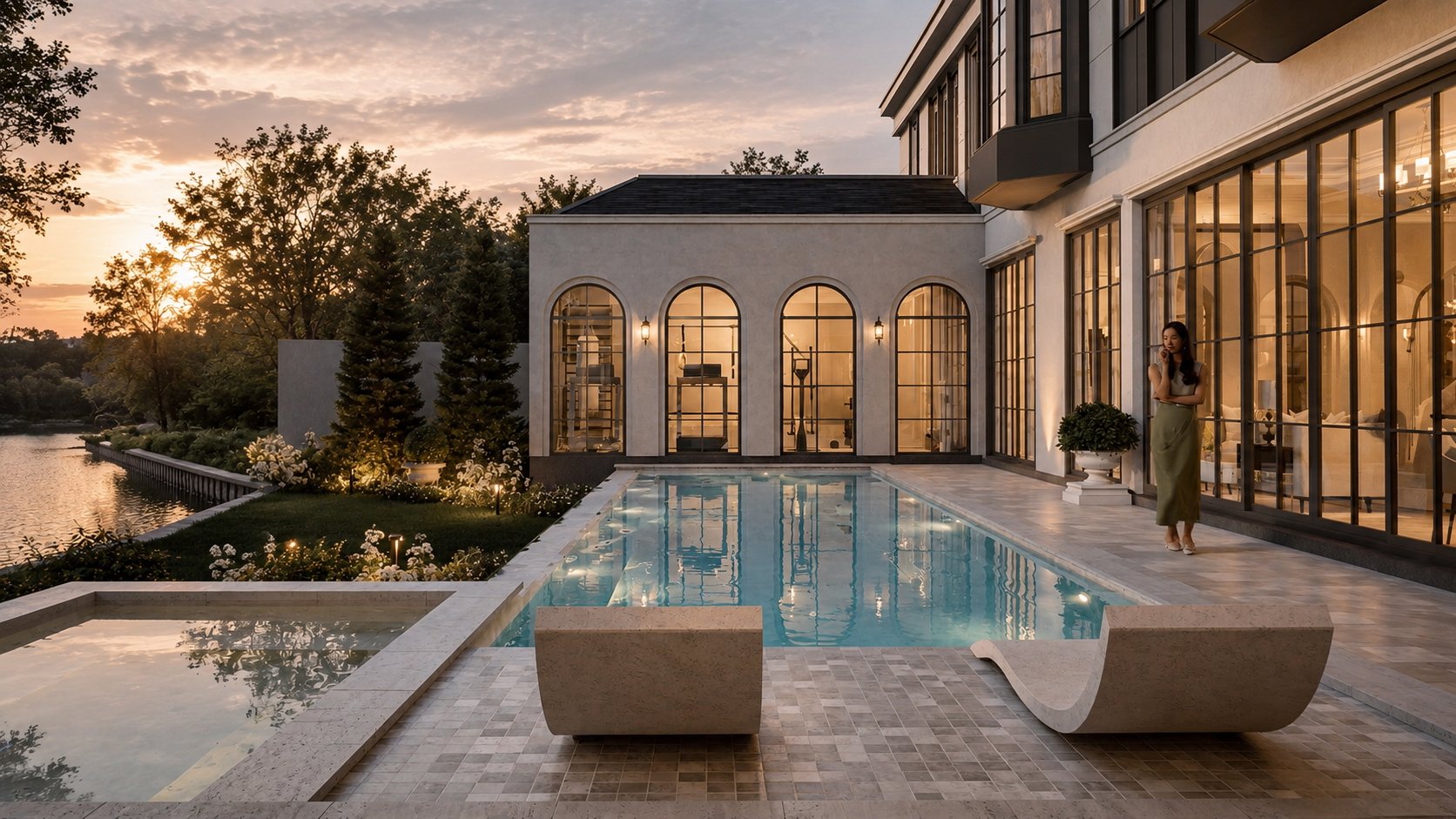 The Lake House exterior with clean architectural lines and proportions