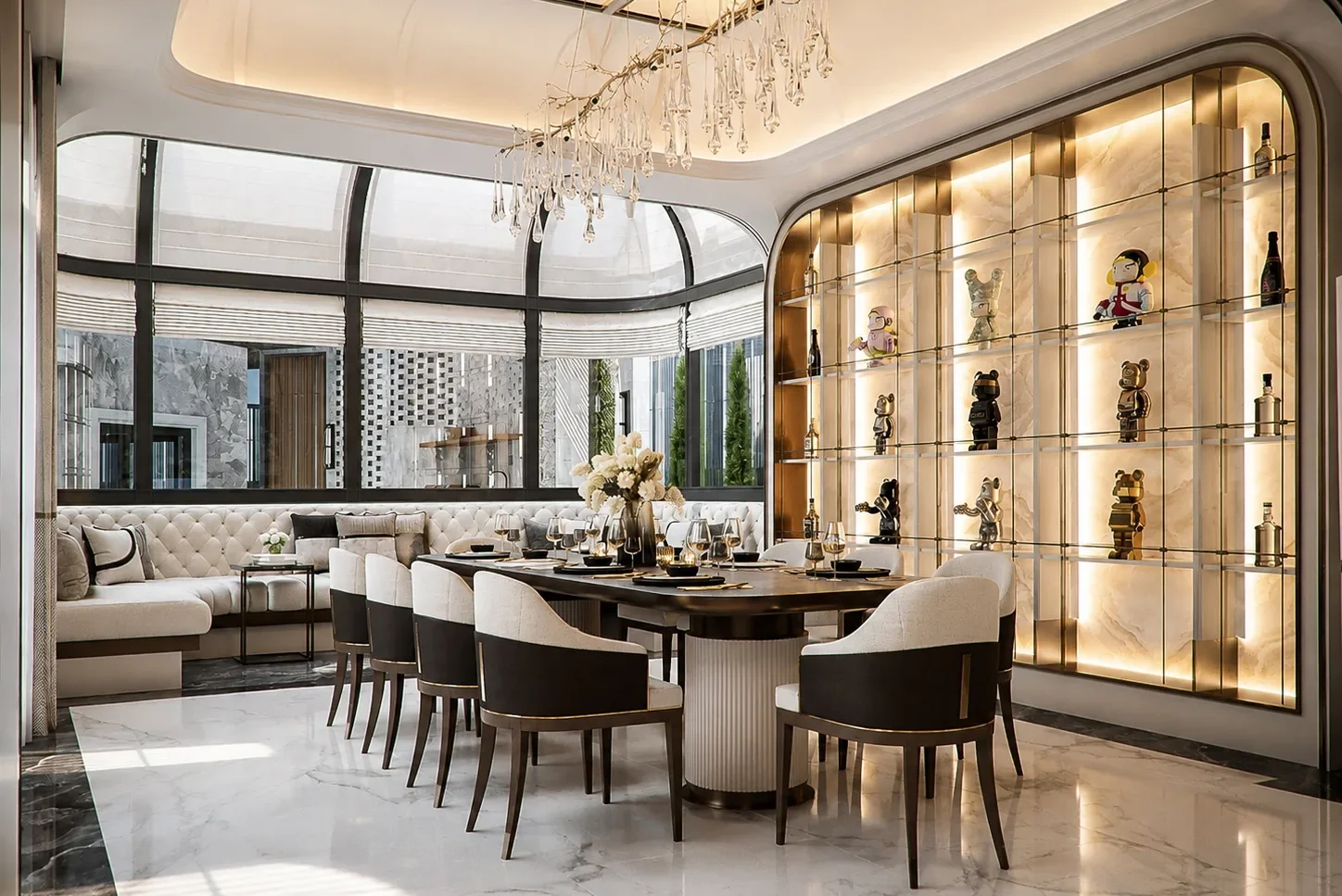 พื้นที่รับประทานอาหารพร้อมตู้โชว์และช่องแสง — Supalai Grand Ville