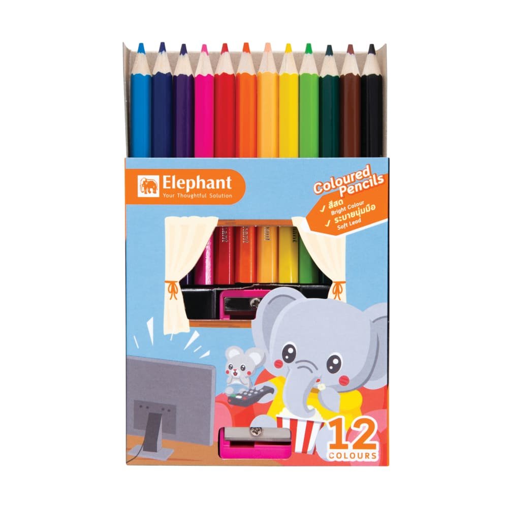 สีไม้ ตราช้าง 12 สี แท่งสั้น