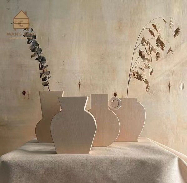 แจกันไม้ตกแต่งบ้าน Style Nordic Retro แจกันใส่ดอกไม้ปลอม,ไม้แห้ง รุ่น Nordic Retro Wood Vase