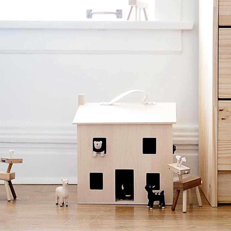ที่เก็บของรูปบ้านไม้สนทรงยุโรป Doll House Box Storage