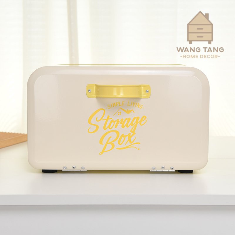 กล่องเหล็กเก็บของใช้ในบ้านแบบฝาเปิด สไตลล์ Vintage : Yellow Strong Box