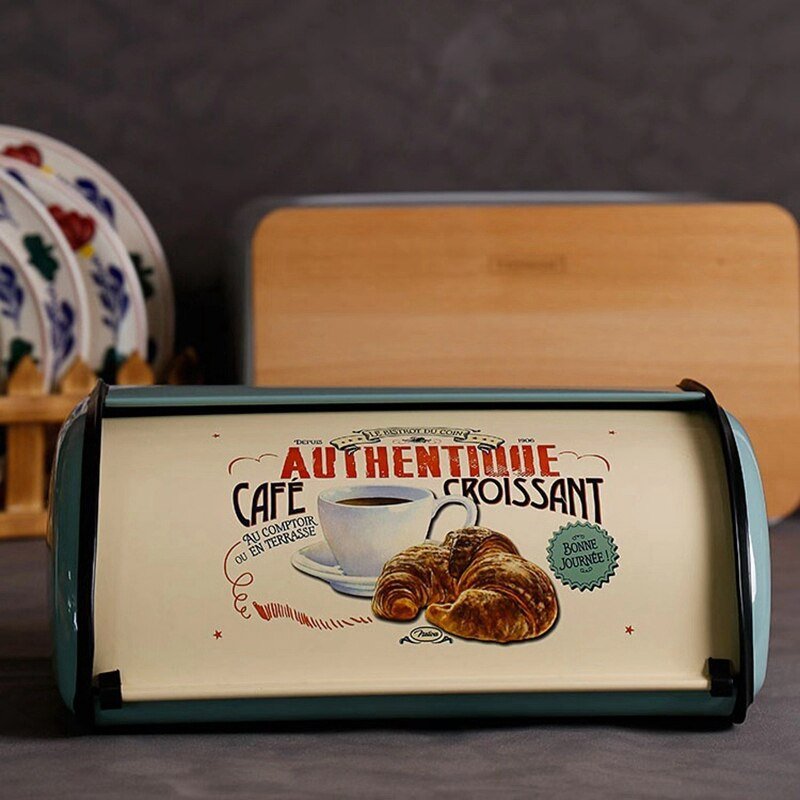กล่องเก็บขนมปัง เบเกอร์รี่ ครัวซองต์ Bakery Vintage Box (เหล็ก) รุ่น Café Croissant Box
