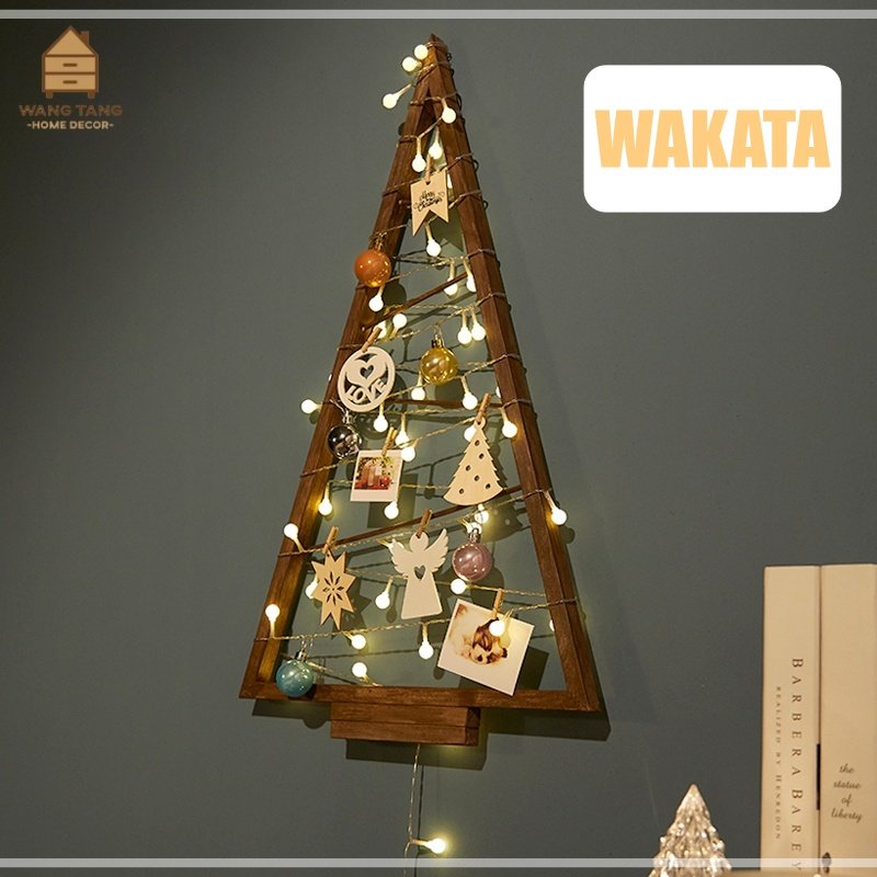 ของตกแต่งต้นไม้คริสมาสต์แบบติดผนัง,หรือตั้งโต๊ะพร้อมของตกแต่งไฟ LED Style KOREA รุ่น WAKATA