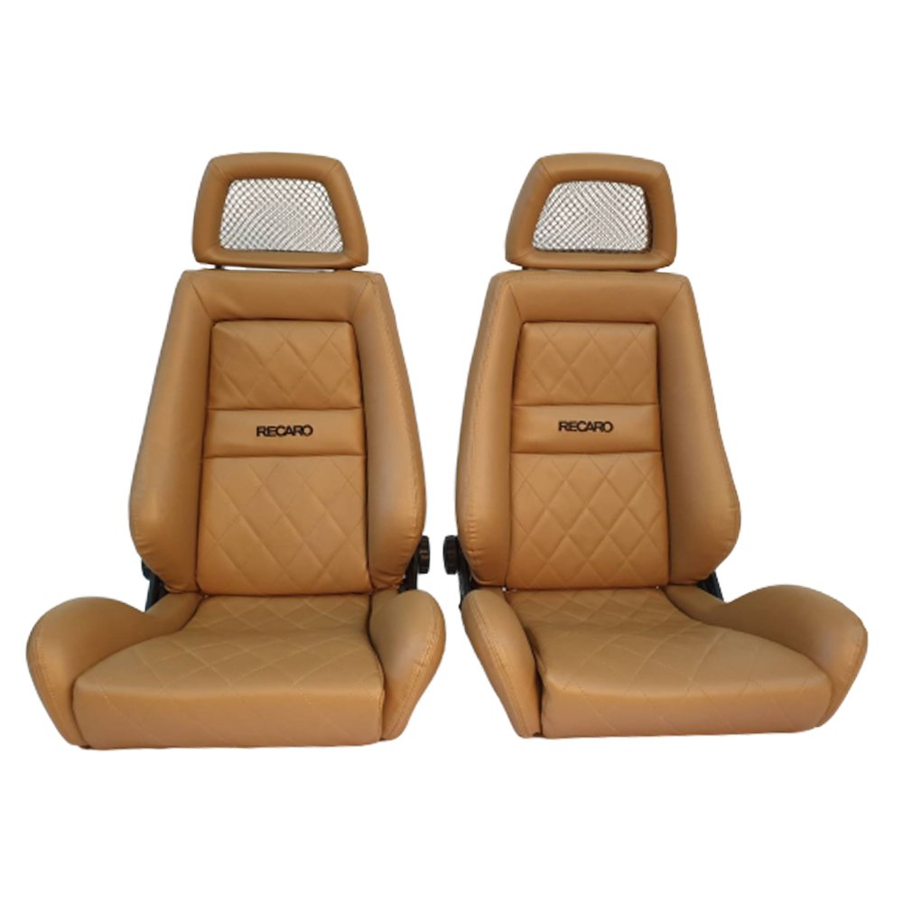 2 Used JDM RECARO LX Net Headrest Tan Synthetic Leather seats