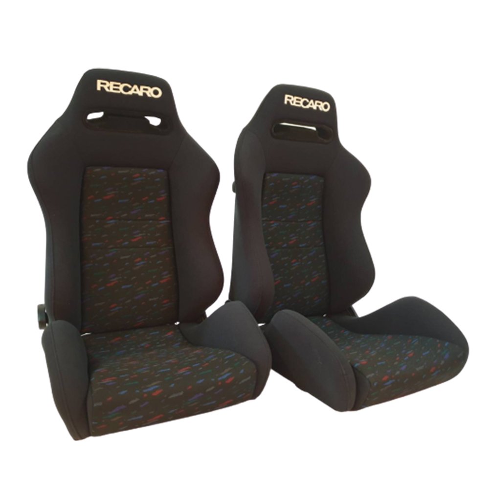 PAIR OF USED JDM RECARO SR3 CONFETTI BUCKET SPORT SEATS RACING