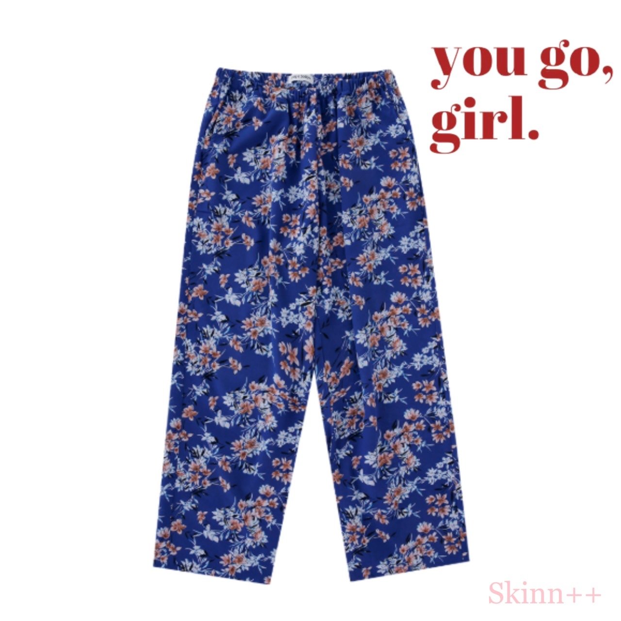 Blue Floral Long Pants (MADE IN KOREA)