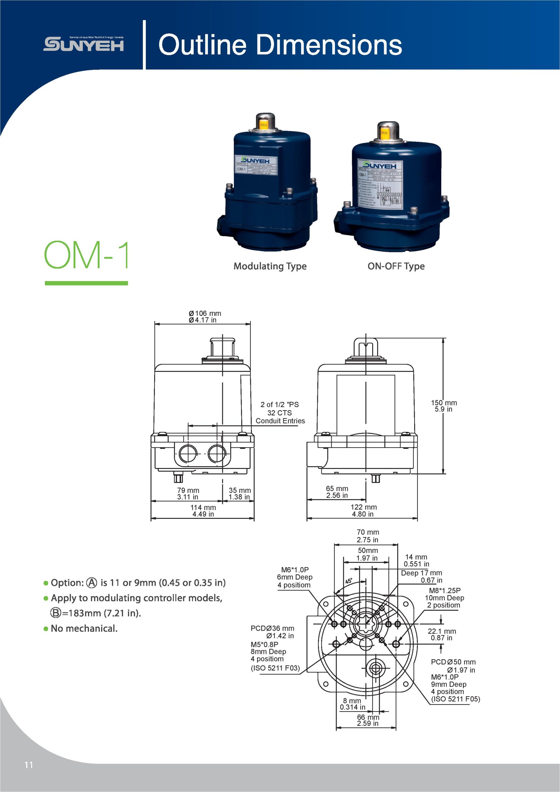 Sun Yeh Electric Actuator Om 1 Series Pneutecthai 4320