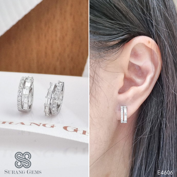 Baguette Hoop Diamond Earrings