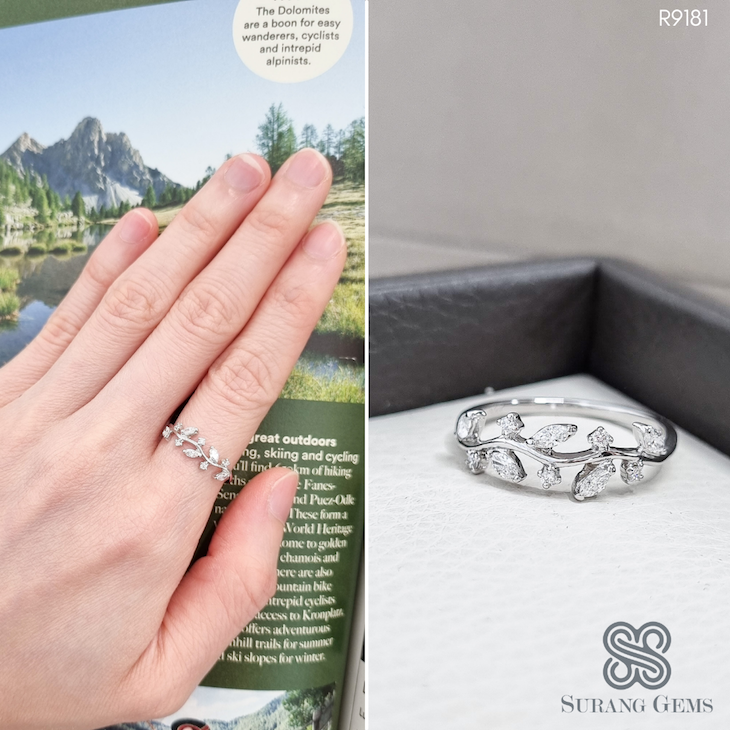 Olive Leaf Diamond Ring