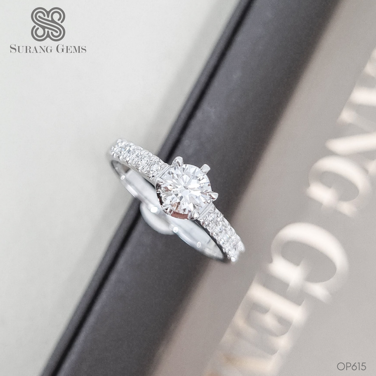 Pave ring with half carat diamond