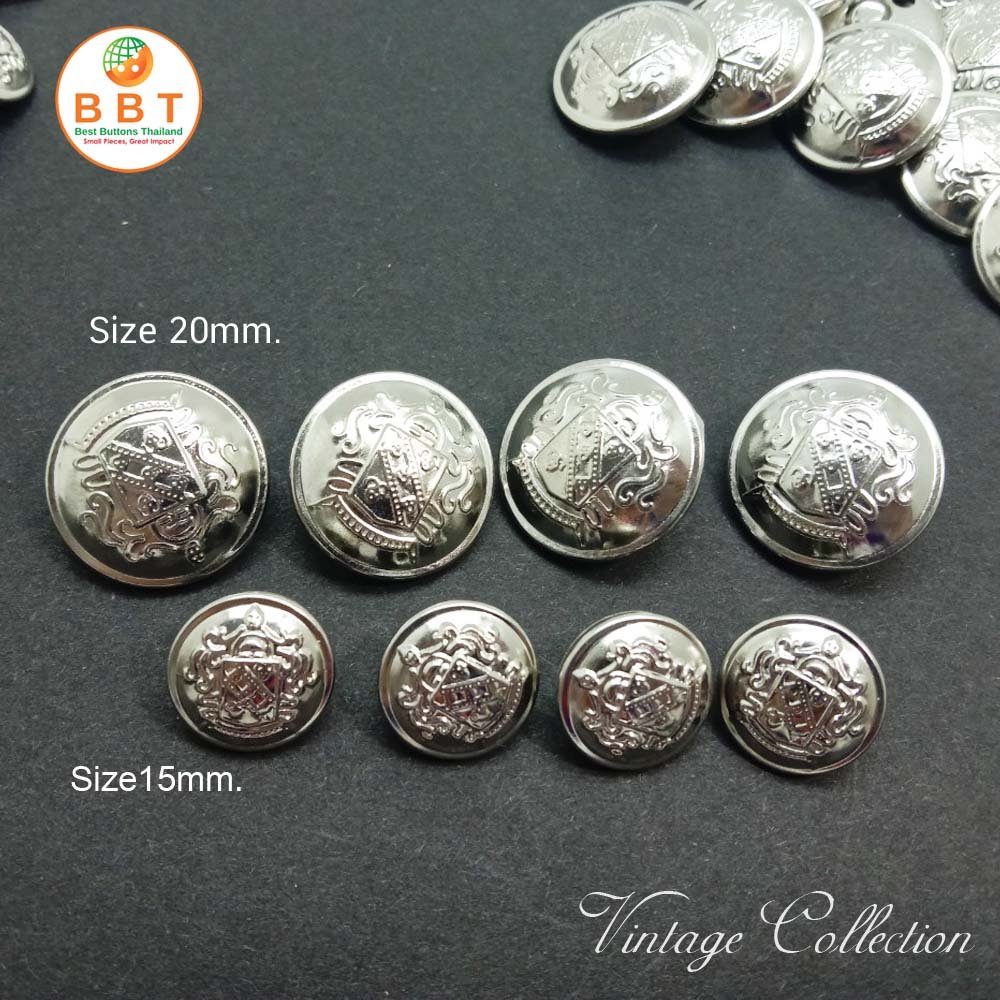 Sliver Vintage Buttons 15mm