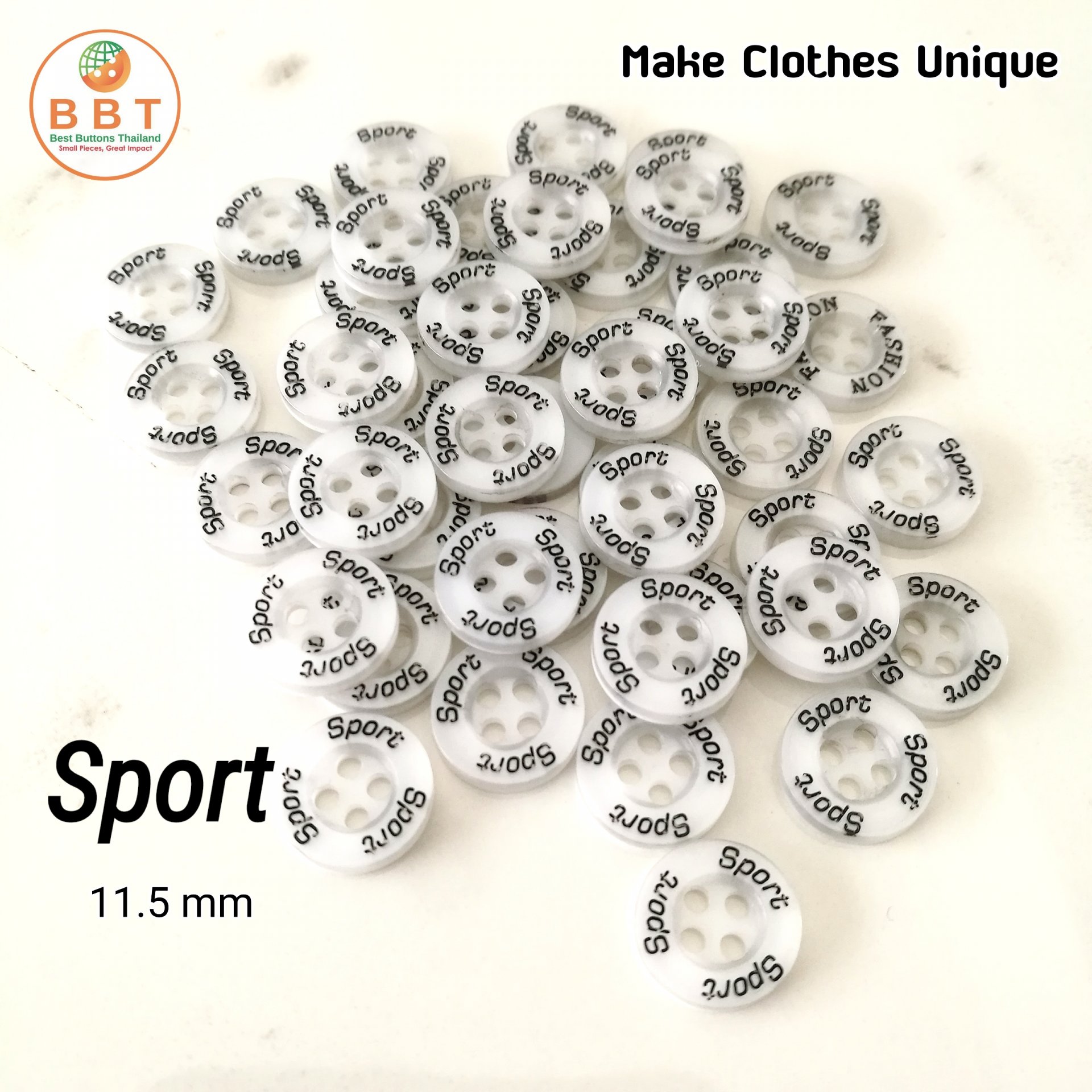 Engraving Buttons "SPORT" in White Peal