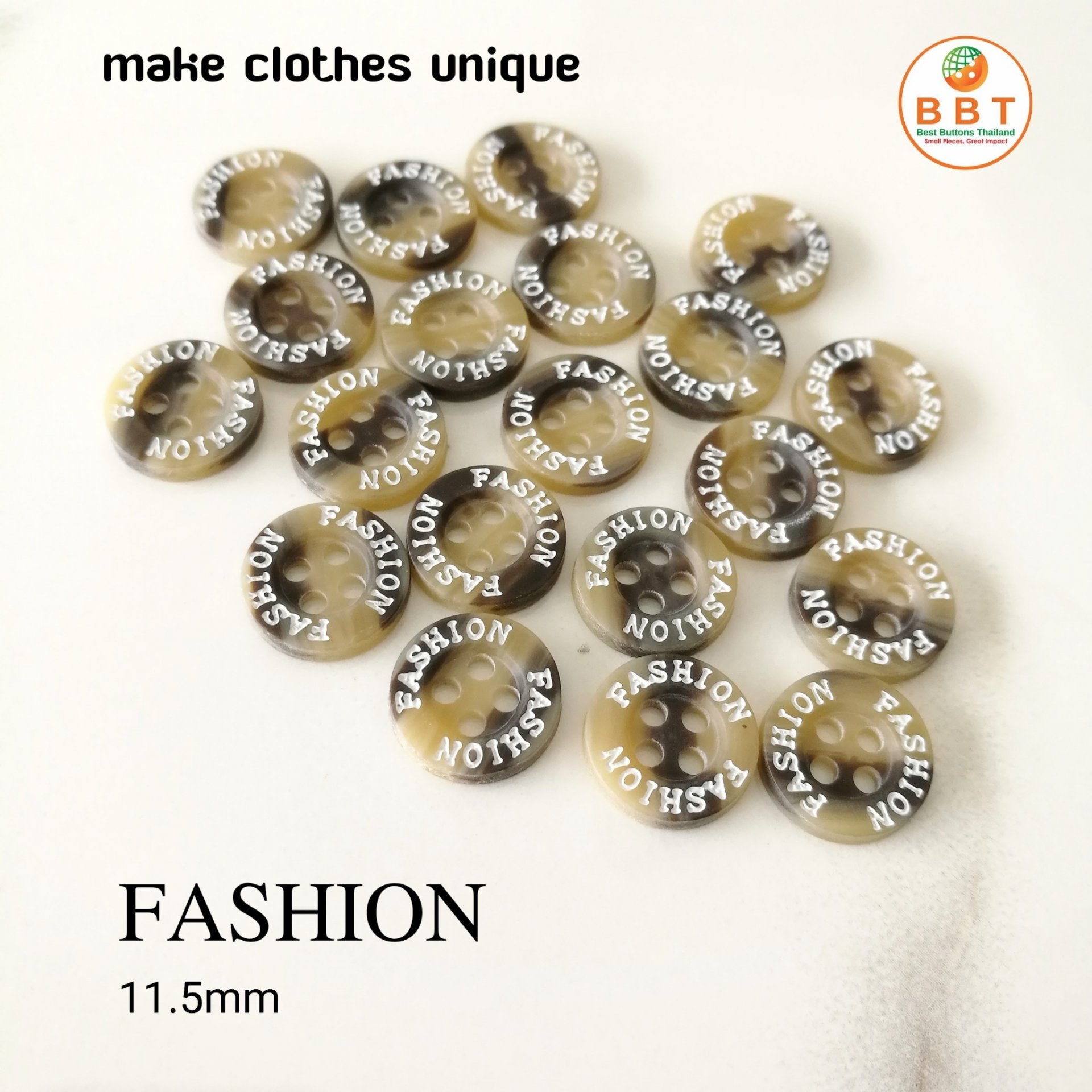 Engraving Buttons "FASHION" in Two-tone Brown