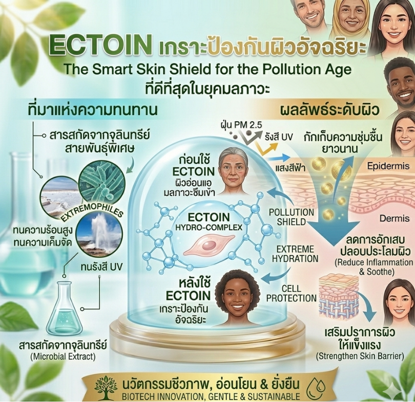 Ectoin คืออะไร? ทำไมถึงเป็น "เกราะป้องกันผิว" ที่ดีที่สุดในยุคมลภาวะ