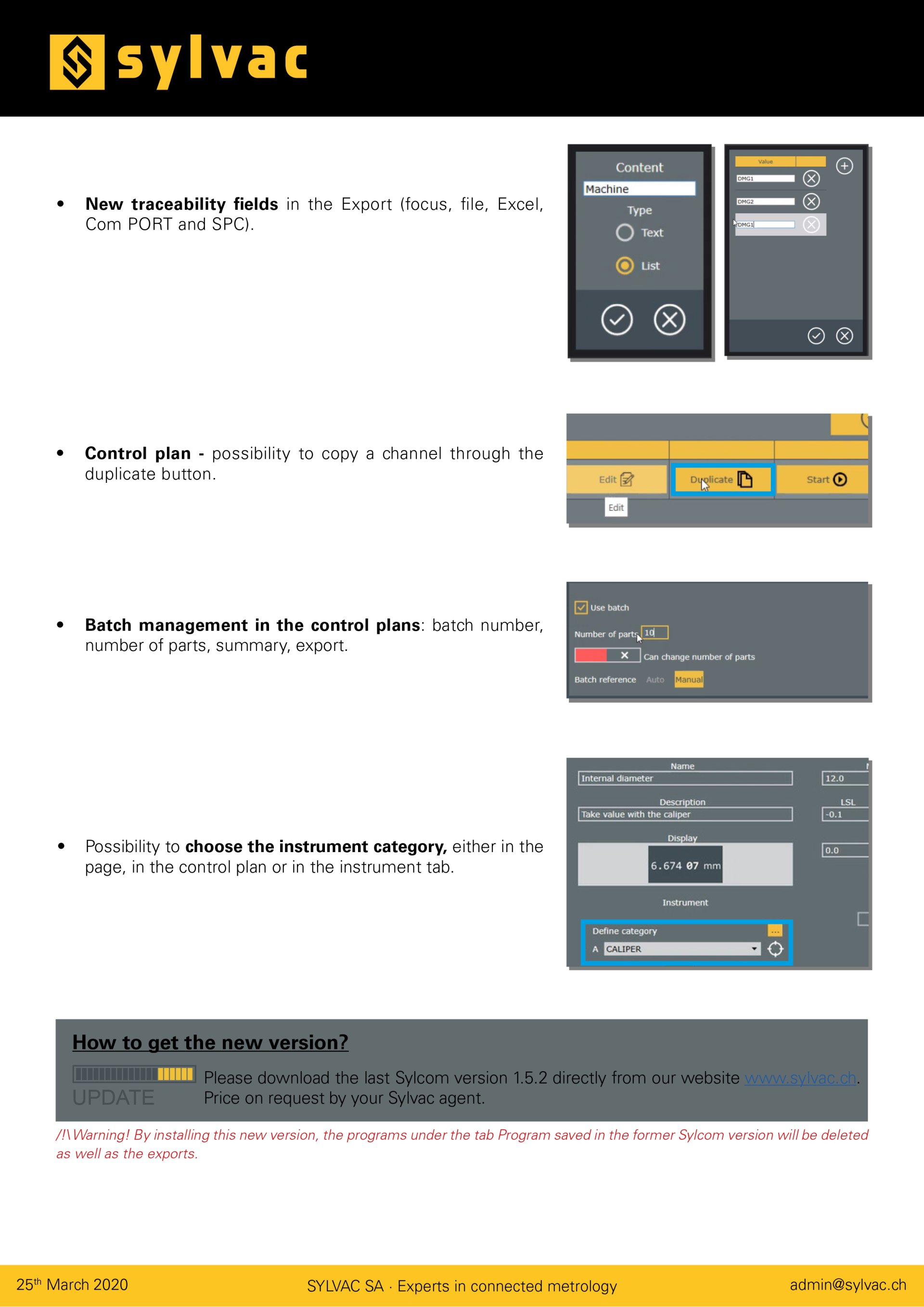 New!! release 1.5.2 of Sylcom LITE, Standard, Advanced & PRO