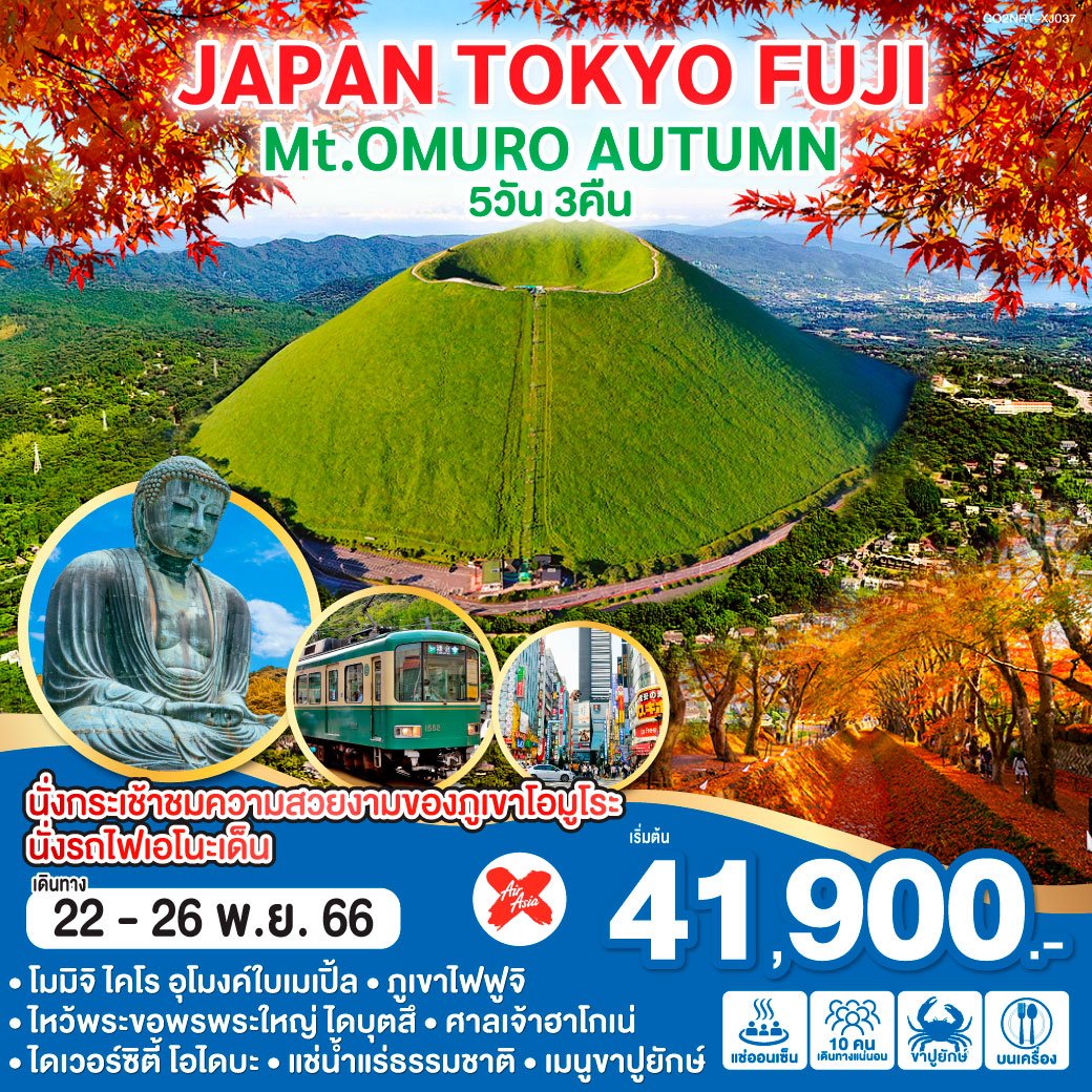 ทัวร์ญี่ปุ่น โตเกียว ฟูจิ ภูเขาโอมุโระ ใบไม้ปลี่ยนสี 5 วัน