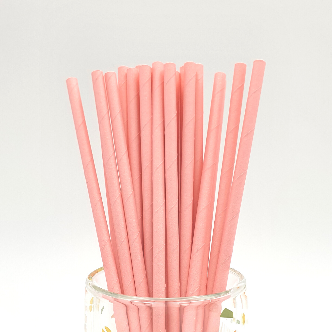 BASIC IN BABY PINK PAPER STRAWS
