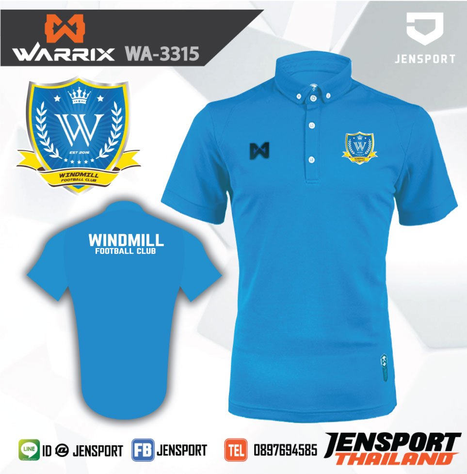 Windmill Football Club เสื้อฟุตบอล Warrix รุ่น 3315 น้ำเงิน