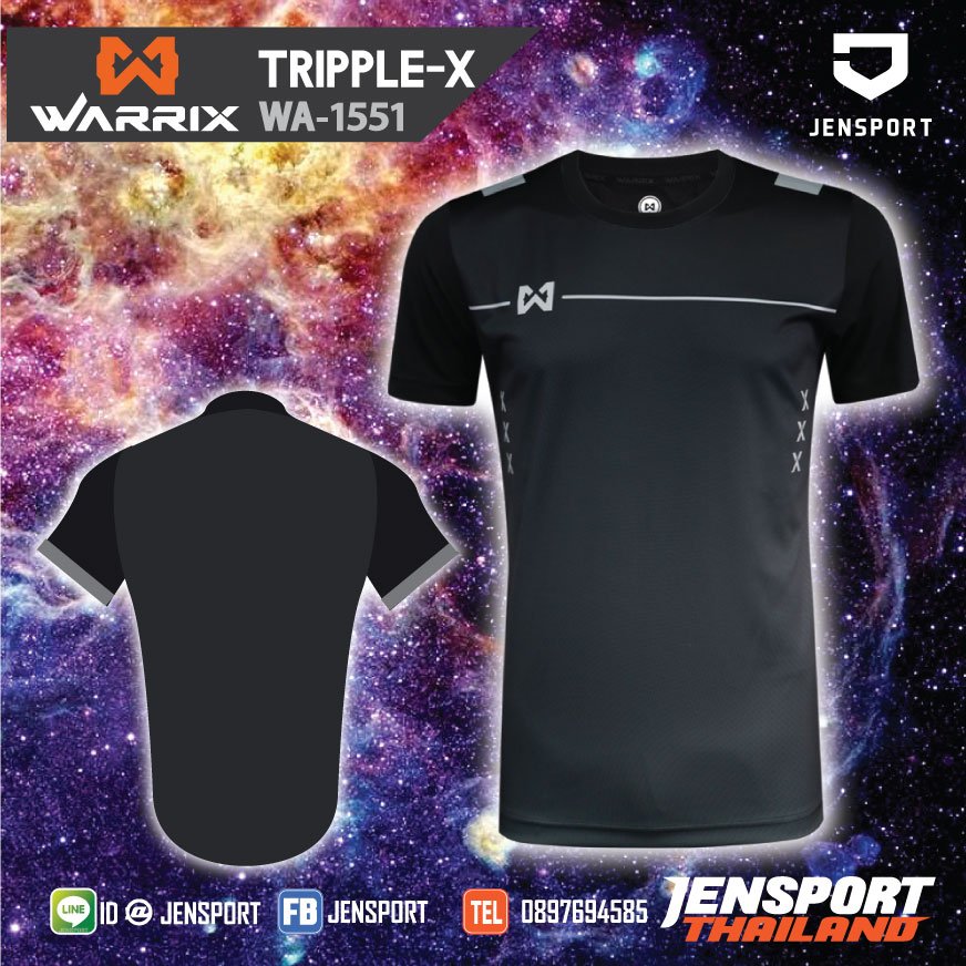 เสื้อฟุตบอล Warrix WA-1551 TRIPLE-X สีดำ