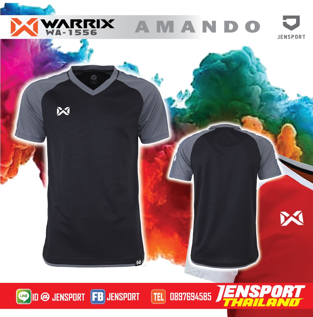 เสื้อ ฟุตบอล warrix WA 1556 สีดำ