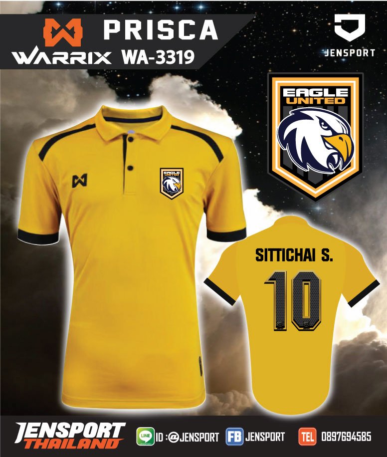 เสื้อ Warrix WA-3319 คอปก สีทอง ทีม EAGLE UNITED