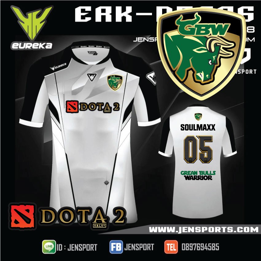 เสื้อฟุตบอล Eureka รุ่น ERK-A5026 สีขาว ทีม GBW WHITE GREAN BULLS WARRIORS