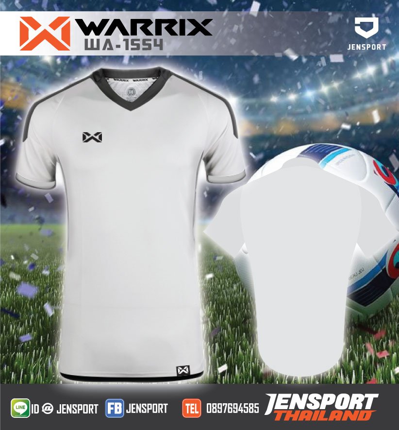 เสื้อฟุตบอล-Warrix-WA1554-สีขาวคอดำ