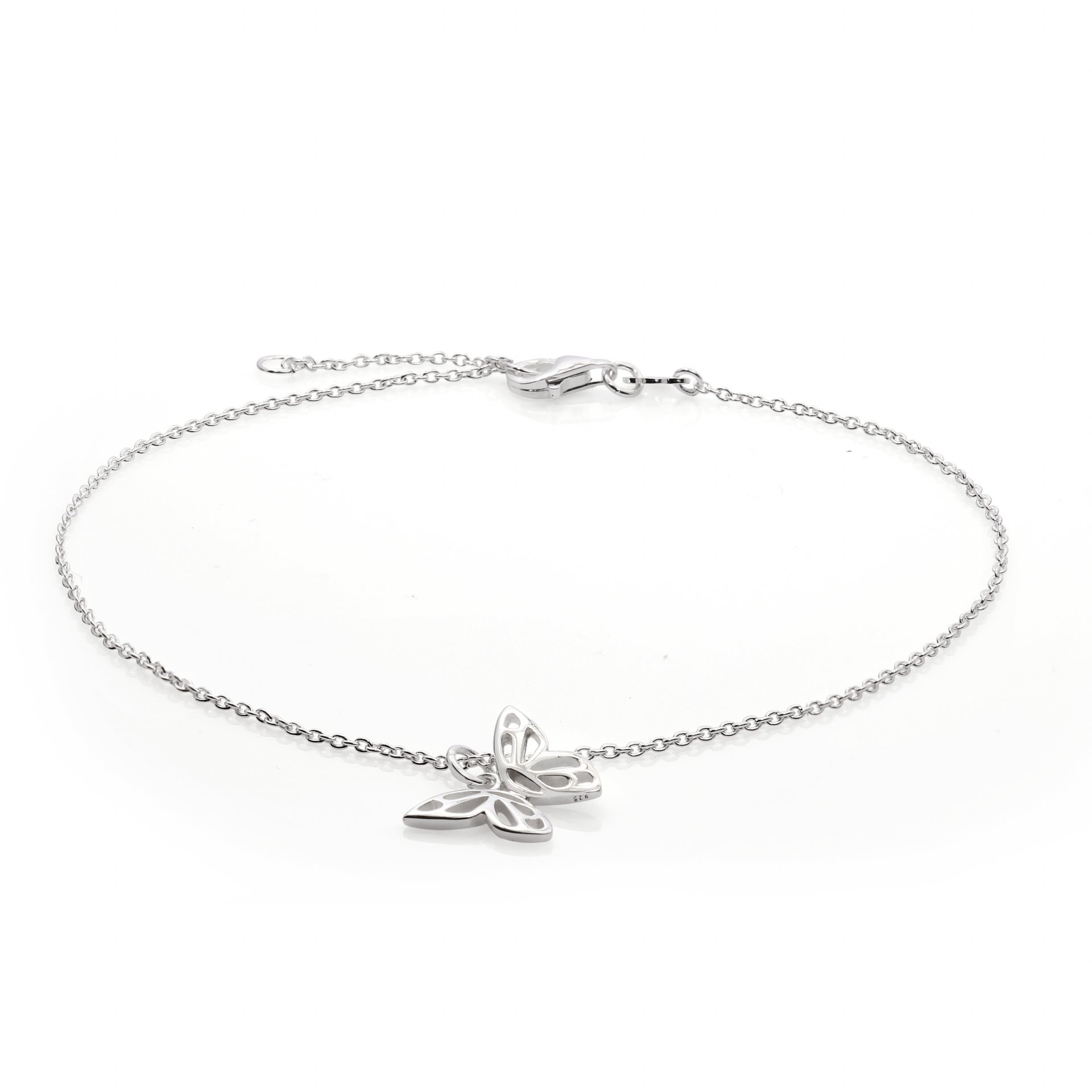 Sterling Silver Butterfly Charm Anklet