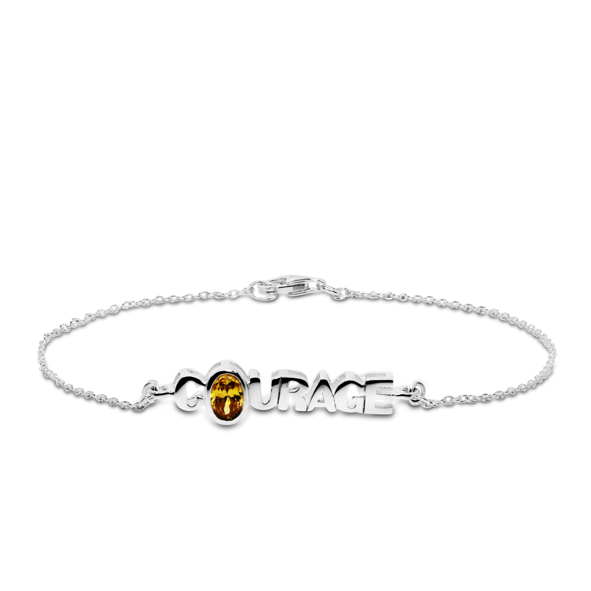 Sterling Silver 'COURAGE' With Yellow Topaz