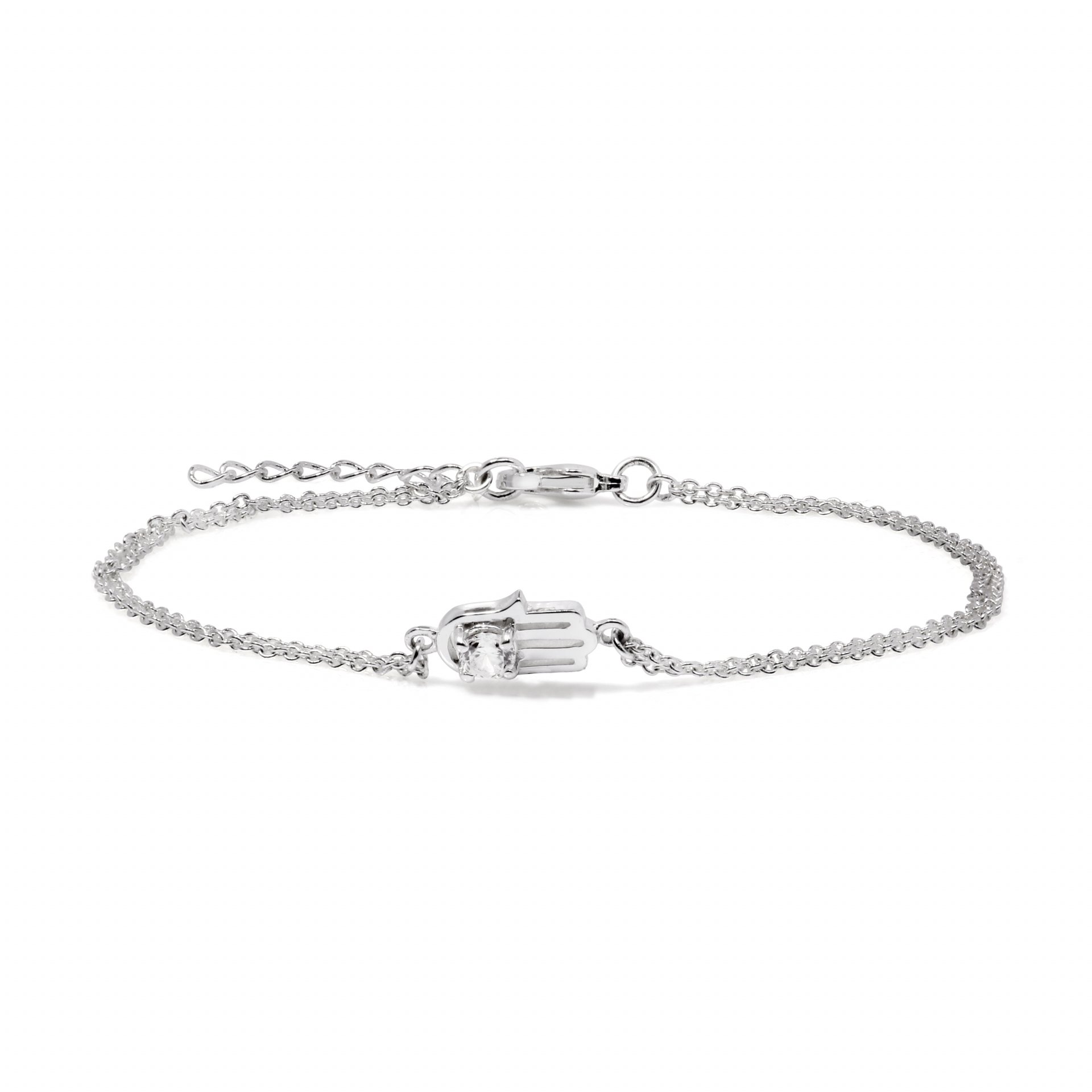 Sterling silver CZ 'Hand' bracelet 16.5CM/6.5"