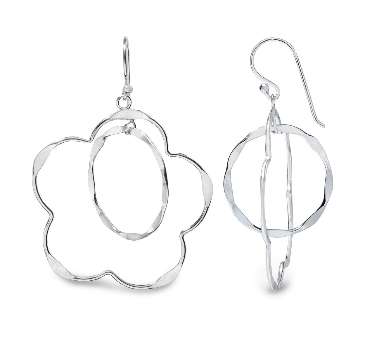 Sterling silver flower-hoop earring